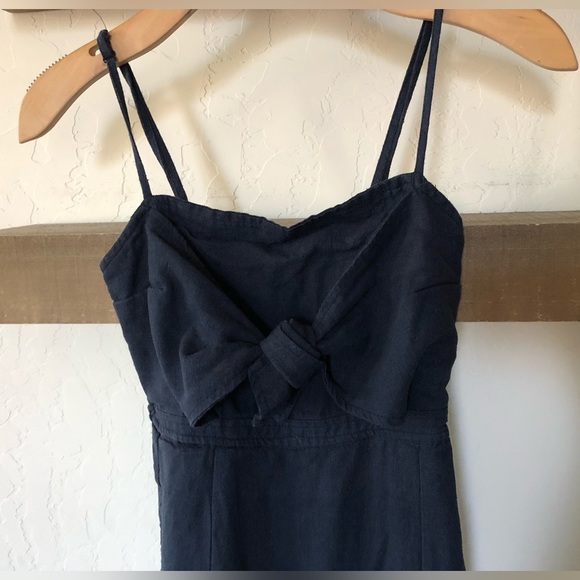 Marisa|Navy sleeveless midi dress with side slit and bow front detail•••small - Picture 2 of 13